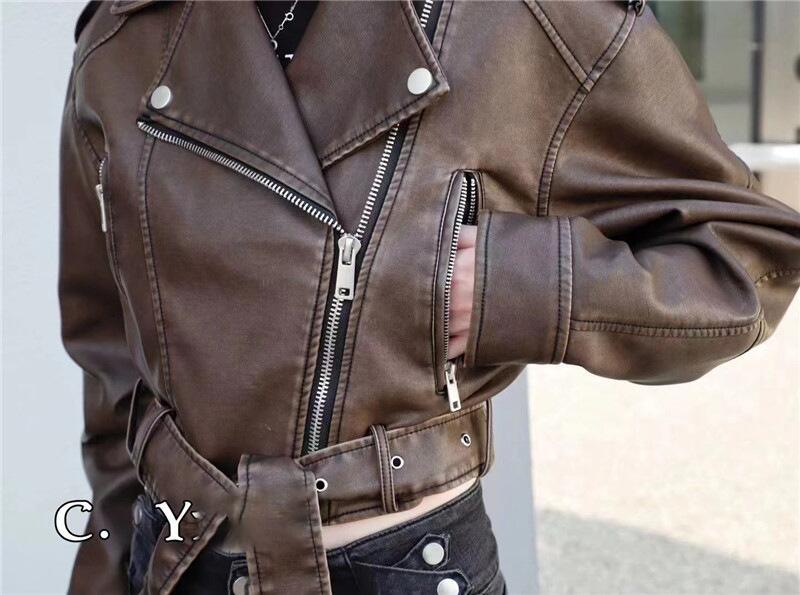 Product Introduction of 2024 Leisure Motorcycle PU Leather Jacket Clothing Womenswear Athletic Bohemian Style 6