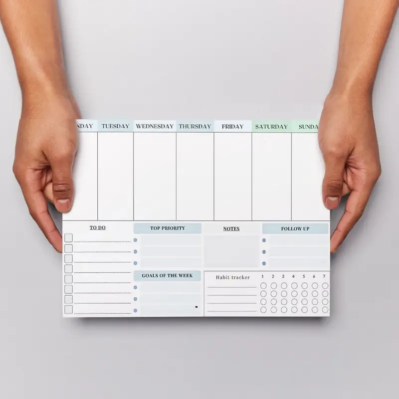 weekly To do list Notepad l A4 Tear-off weekly calendar Productivity Organizer office home + hourly schedule l desk planner l back to school l checklist l notepads task & goal planning l portable l plan l Desk accessories Stationary Agenda Study busy time 1