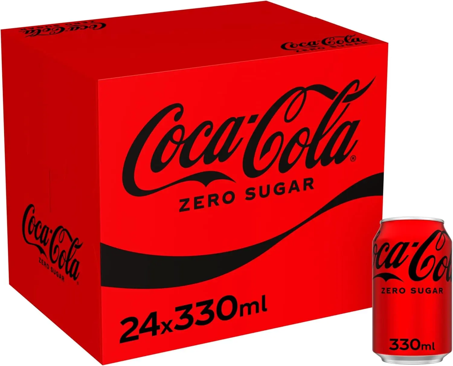 Coca-Cola Zero Sugar - 24 x 330ml - Refreshing Zero-Calorie Drink