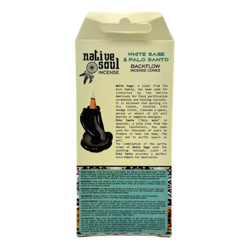 Native Soul Jumbo Backflow Cones - White Sage & Palo Santo 2