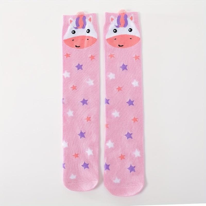 Product Introduction of Cat Pattern 4 Pairs Girls Knee High Stocking Socks, Comfy Breathable Sweat Resistant Anti-odor Socks For Spring Summer 11