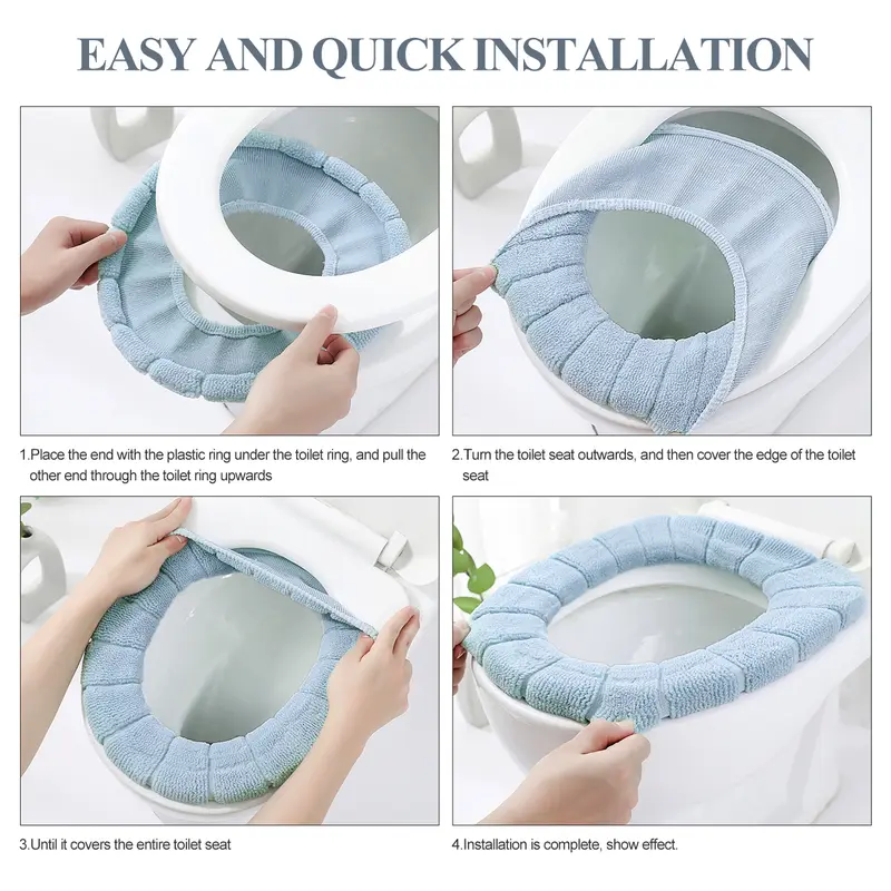 FONOK 5PCS The latest thicker and softer toilet seat warmer pad washable toilet soft pads 1