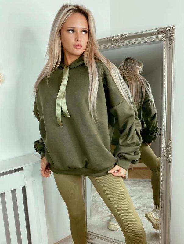 STY Women's Ruched Sleeve Oversized Ladies Ribbon Hoodie Jumper top Casual Plain Soft Womenswear Drawstring Sweaters Style hoodies 4