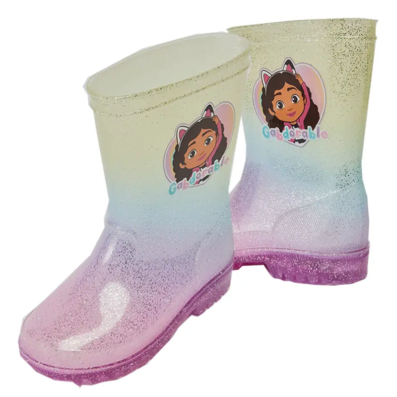 Girls Gabbys Dollhouse Pink Glitter Wellington Boots - UK Size 6-12 - Shoe Footwear Wellies