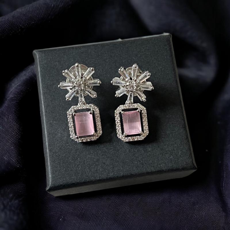 Pink Crystal Star Studded Drop Earrings by My Little Secret bridal jewelry stud 1