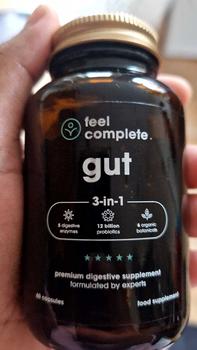 Product Review of Gut 3-in-1 Supplement. Made For Gut Health & Bloating. 12 Billion Probiotics, 5x Digestive Enzymes & 6x Organic Botanicals. Vegan, Made in the UK, No Fillers Or Bulking Agents, Gluten Free, GMO Free, Dairy Free, Nut Free. Healthcare Dietary from R**a ** 0