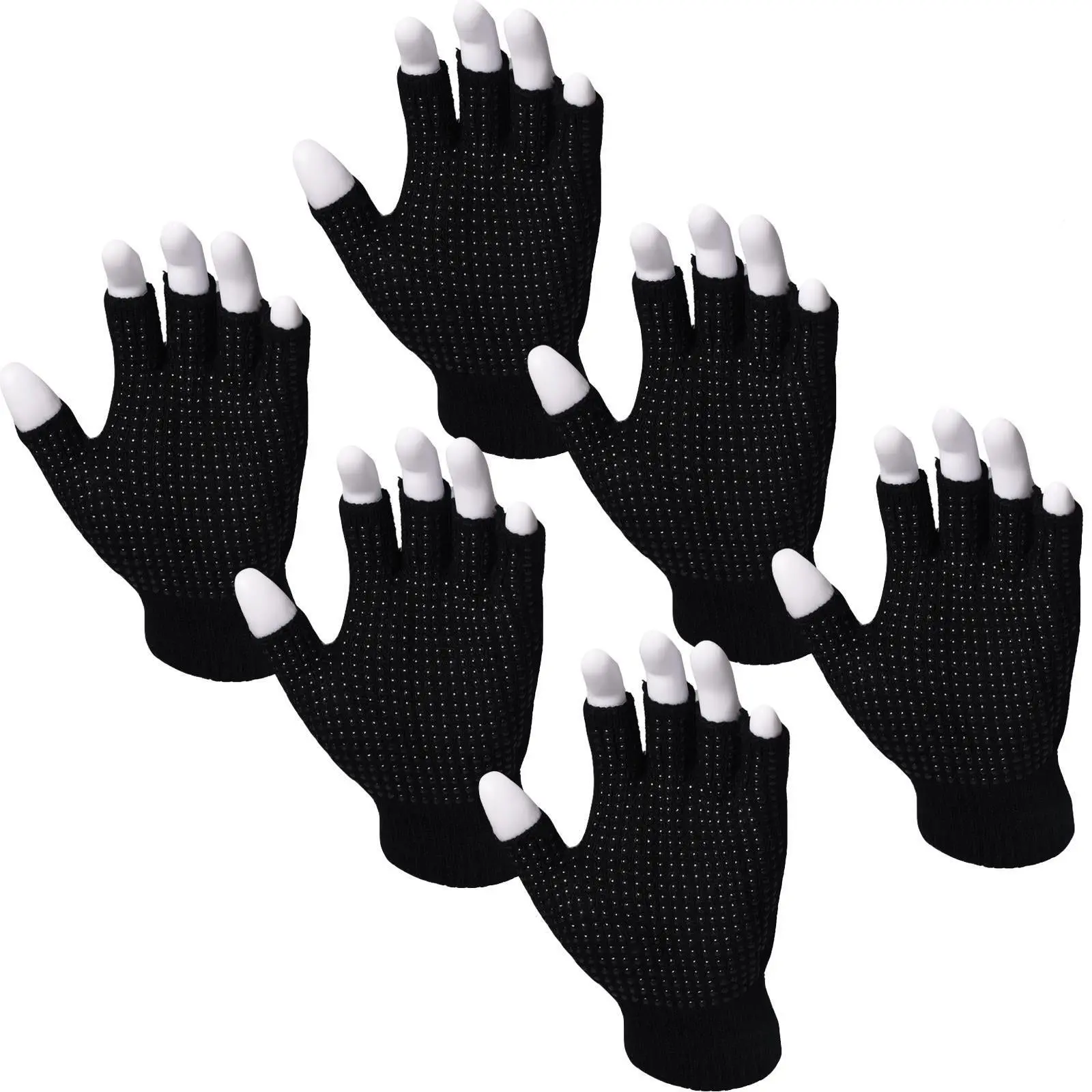 6 Pack Unisex Fingerless Gripper Gloves