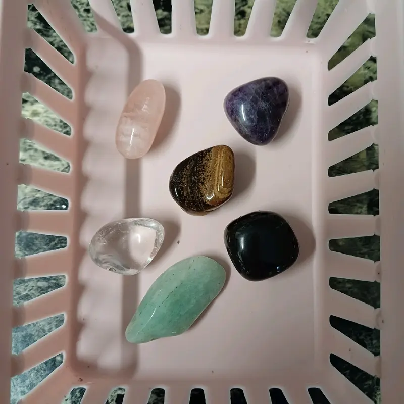 Crystal Starter Box with Amethyst, Black Obsidian, Tigers Eye, Clear Quartz, Green Aventurine, and Rose Quartz, perfect complete Begginer Crystals 1