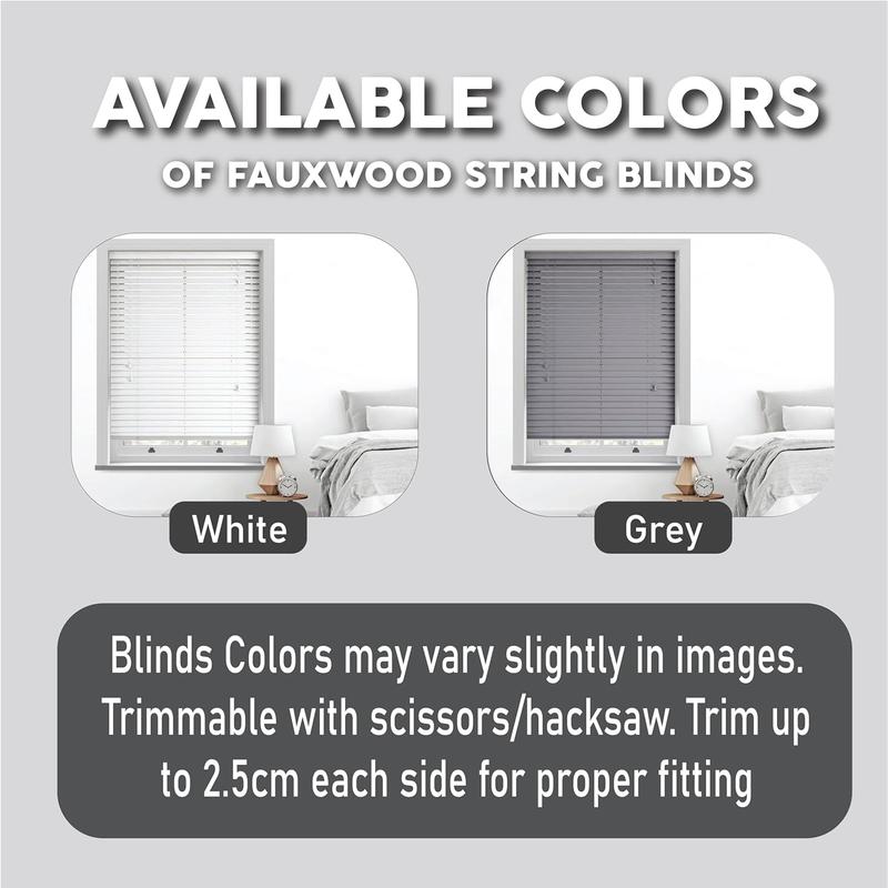 Royal Home Furnishing White Faux Wood Venetian Blinds String blinds  - Perfect for Your Home Decor 7