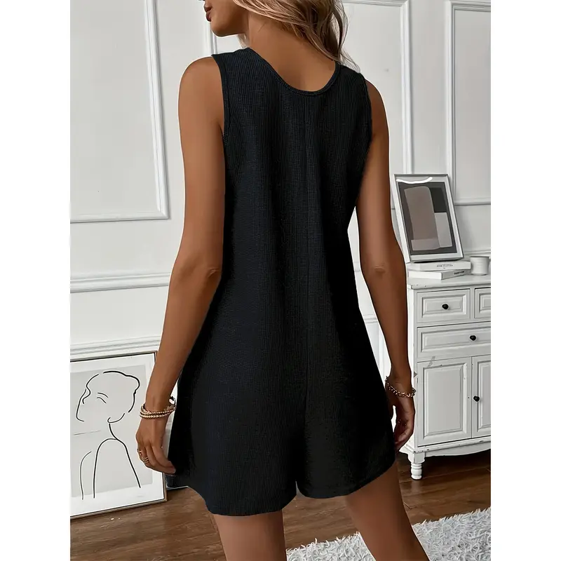 Vibrant Sleeveless Romper Jumpsuit - Women's Casual Loose Fit Rompers for Spring & Summer - Soft, Breathable, Comfortable, and Stylish Clothing for Ladies 2