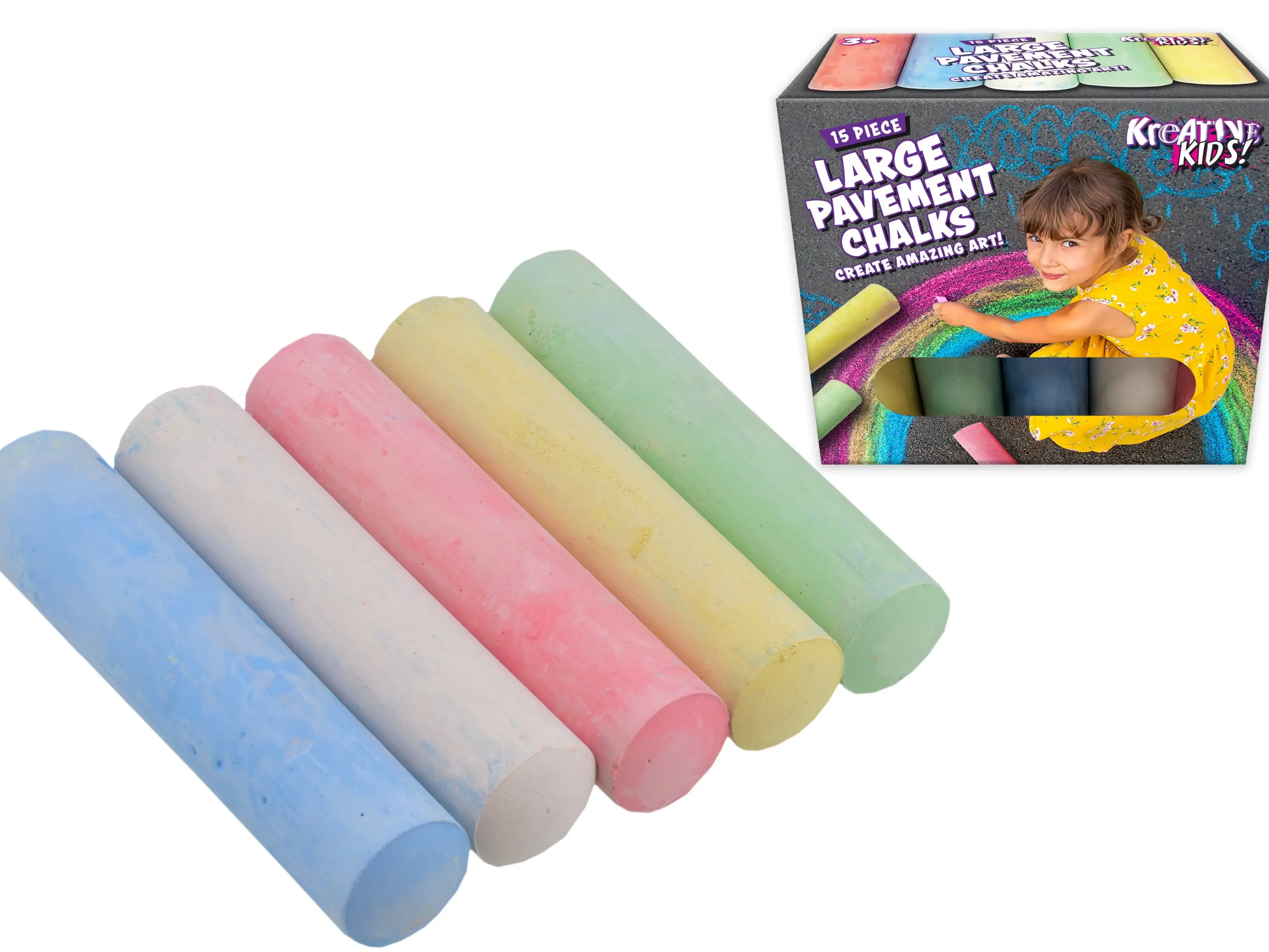 Kreative Kids 15pc 10cm Pavement Large Chalk