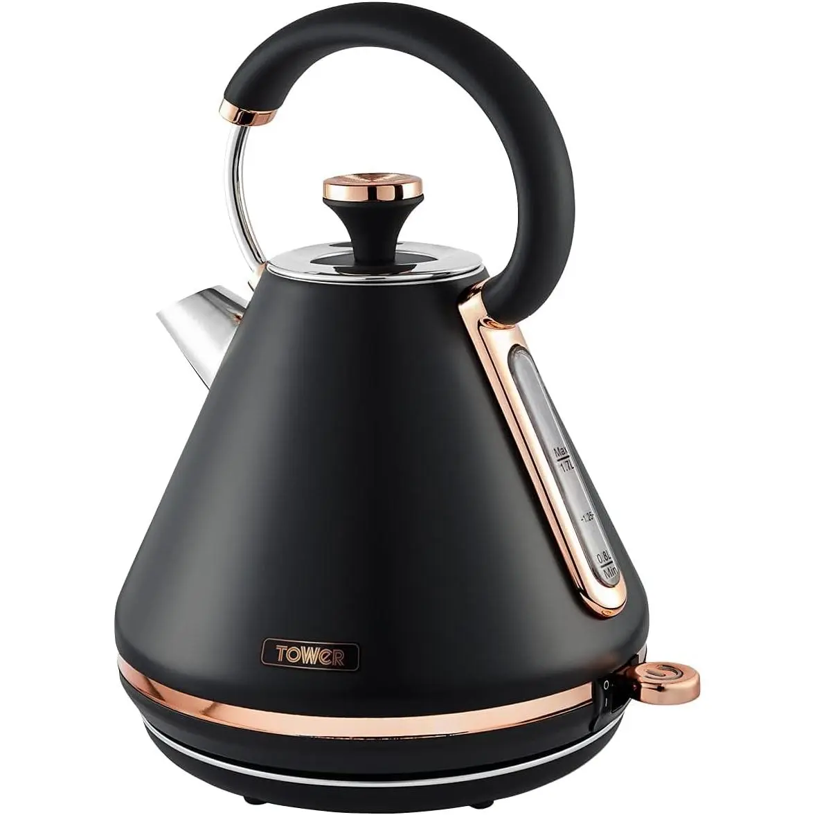 T10044RG Cavaletto Pyramid Kettle with Fast Boil, Detachable Filter, 1.7 Litre, 3000 W, Black and Rose Gold