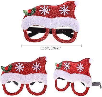 Christmas Glasses to Wear, 6 Pieces Christmas Glitter Party Glasses Fancy Dress Costume Decoration for Kids Adults Masks Pack 2