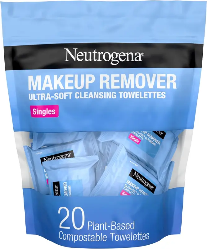 Makeup Remover Cleansing Towelette Singles, Daily Face Wipes To Remove Dirt, Oil, Makeup & Waterproof Mascara, Individually Wrapped, 20 Count 0