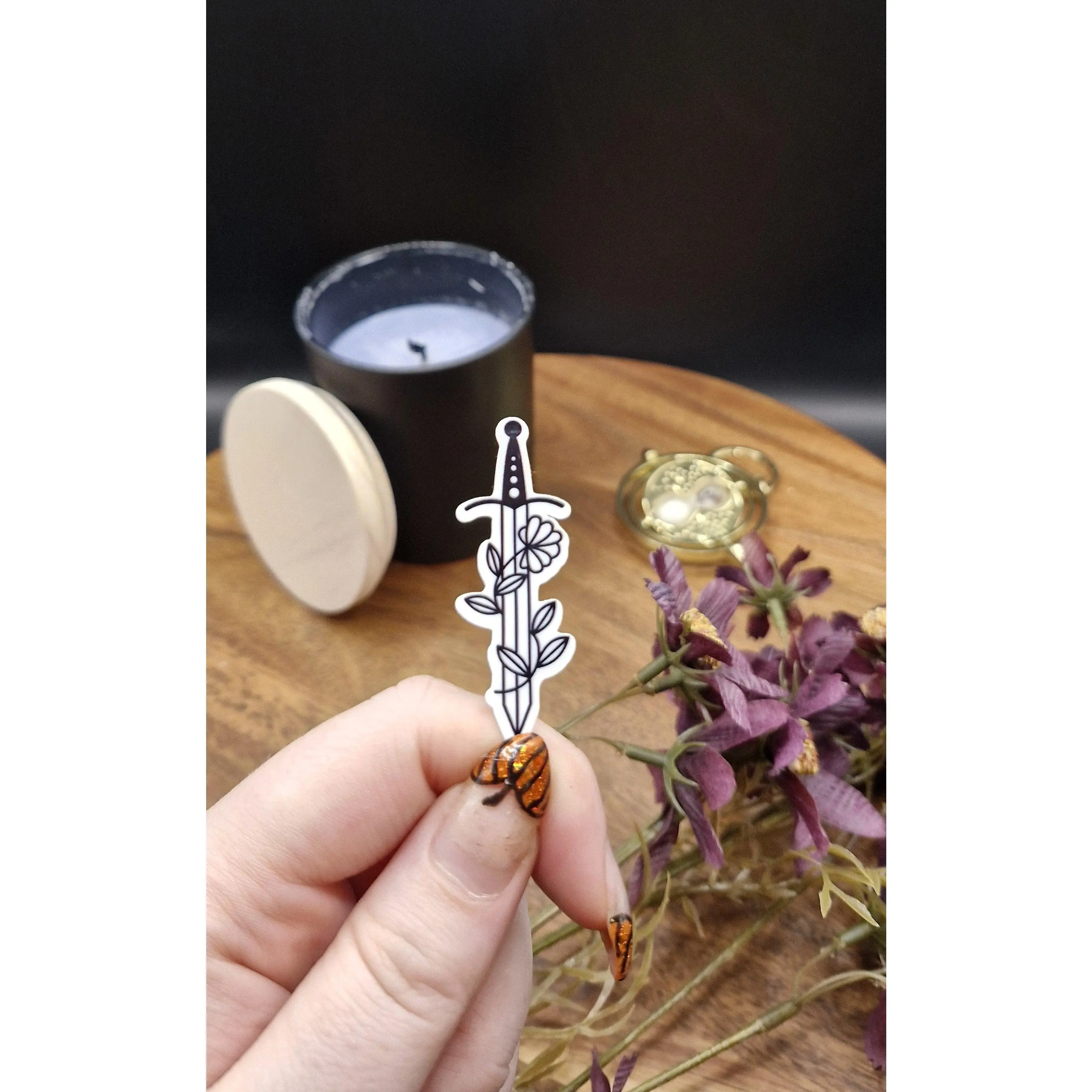 Sticker (Dainty floral sword ver) Decor Decorative Vinyl Waterproof Print
