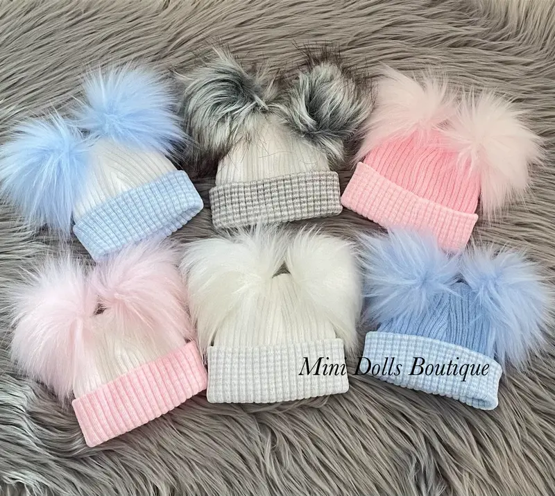 First Size Double Pom Pom Hat 0