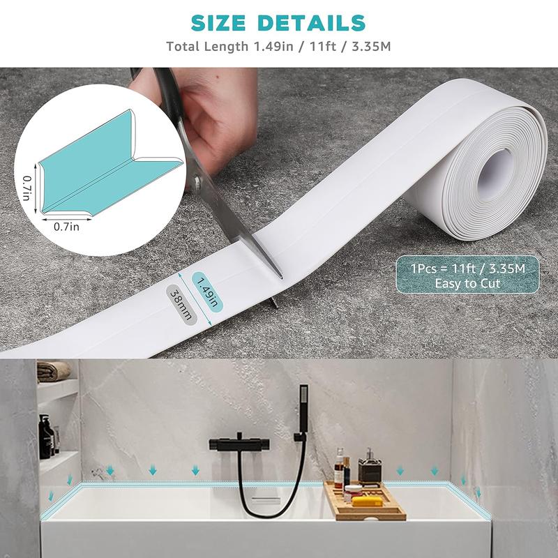 Bath Sealant Strip, Anti Mould Sealant Tape, Waterproof Sealing Tape, Caulk Strip, Flexible Self-Adhesive Tape for Decorating Kitchen, Bathroom, Bathtub, Toilet 4