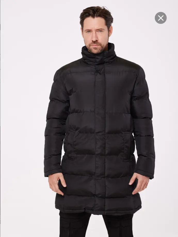 Buy Two Save 5% Clovu Mens Plain Black Puffer Jacket Winter Coat 2 Pockets
