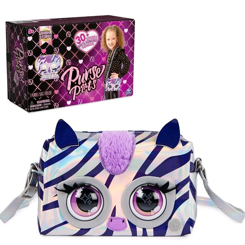 Purse Pets with 30 Sounds and Blinking Animated Eyes. Flashy Frenchie or Rebel Stripez 4
