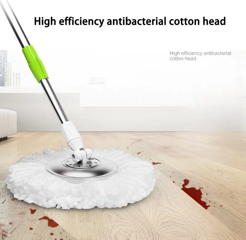 Premium Mop Heads Replacement Refill for 360° Rotating Round Magic Spin Mop Microfibre, White (Pack of 4) - MO-008 4