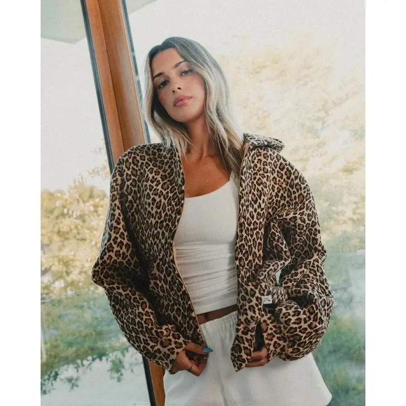 Leopard Print Plus Velvet Hooded Sweater Retro 90s Lined With Plush Winter Warm Zipper Shirt Oversized Unisex Clothing Menswear Tops 1
