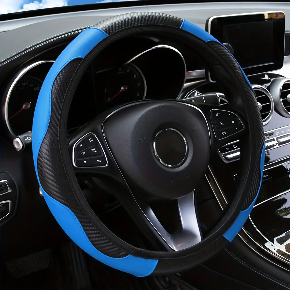 No Inner Circle Car Steering Wheel Cover, Carbon Fiber, Non-Slip, 37-38CM, Car Accessories
