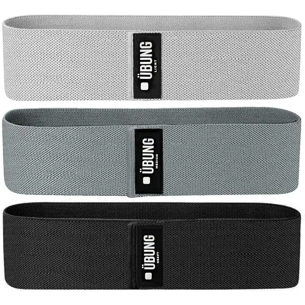 UBUNG Resistance Fabric Hip Band Set of 3 Yoga Strength Training Multi-Coloured