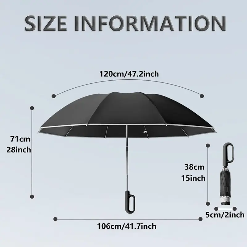 Travel Folding Golf Umbrella 10 Ribs Automatic Open/Close,Lightweight Compact Portable Backpack Car Parasol Outdoor,Sun/Rain,Anti 99 UV Protection UPF 50,Men Women Carabiner Handle Design 8