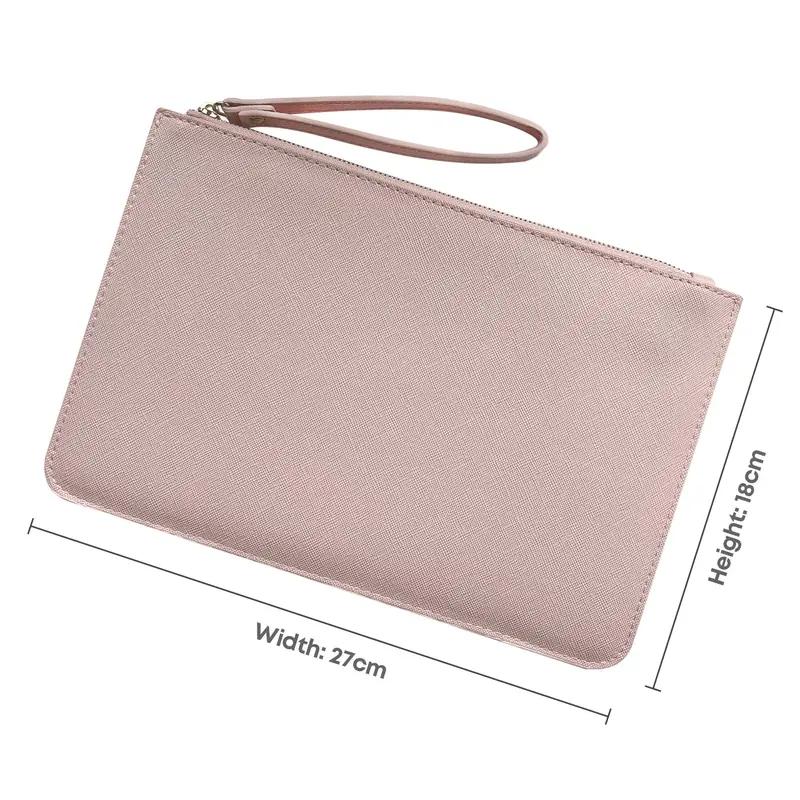Ladies' Leather Wristlet Purse with Zipper, Small Cosmetics Pouch, Travel wallet, PU Leather pouch available in black, grey, pink, oyster & white 4