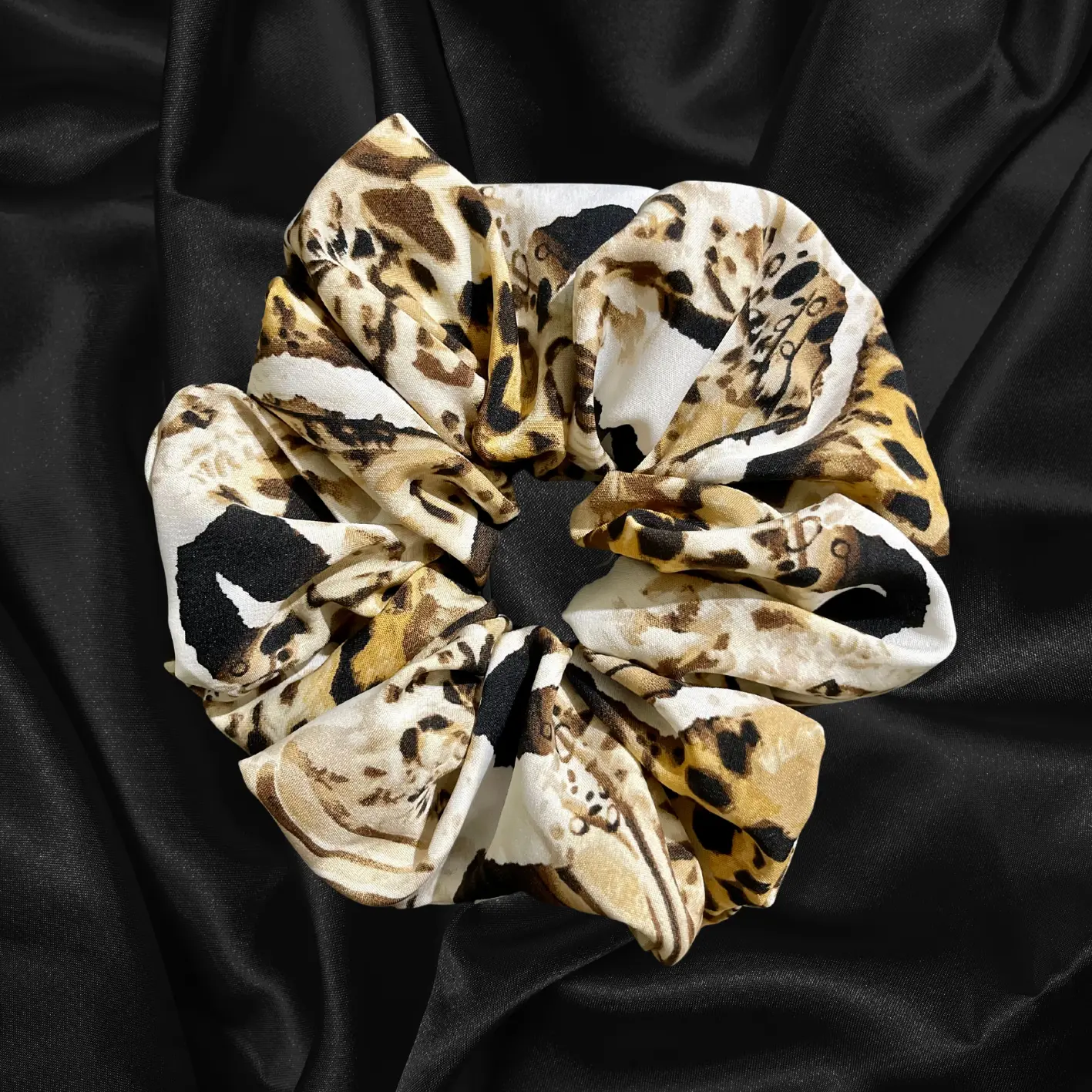 HiBeautiful Handmade Animal Print Scrunchie - Available in 2 Colors and 2 Sizes - Medium and XXL