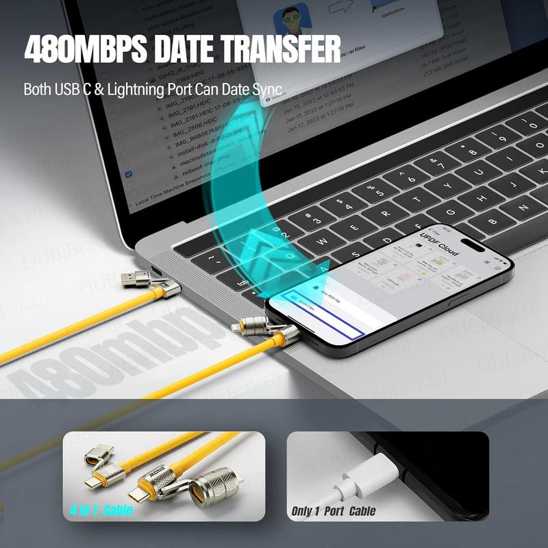 4-in-1 Multi USB C Cable-MAX 240W Fast Charging/Charger Cord with USB A+Type C for iPhone 16/15 14 13 iPad Samsung Galaxy MacBook iPad Tablets and More 2