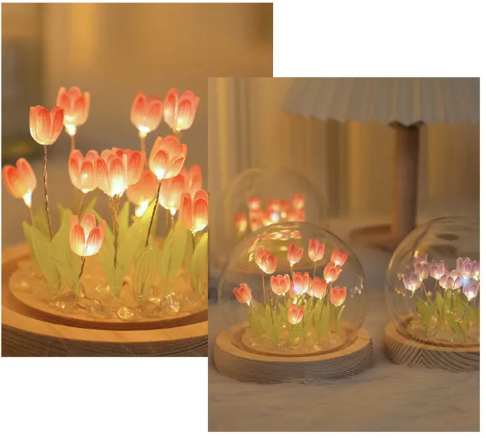 LED Tulip Flower Night Light - Handmade Bedroom Decor Lamp for Home Fairy Decor 3