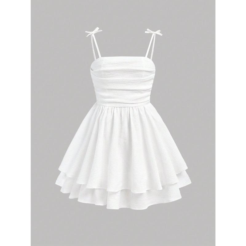 Bubble Crinkled Double Layered Skirted Cami Dress For Teen Girls[S12] regular holiday casual dresses beach  dress summer minidress women outfits 4