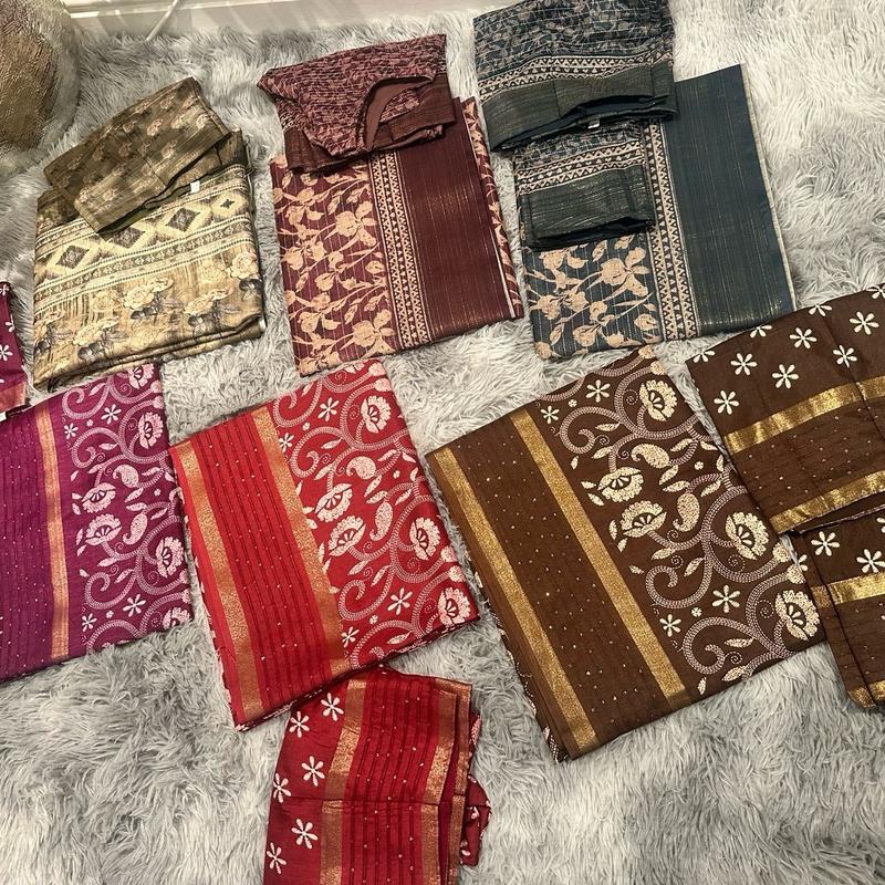 Women's Printed Flora Saree with Sequence Border for Formal Occasions - Womenswear 8