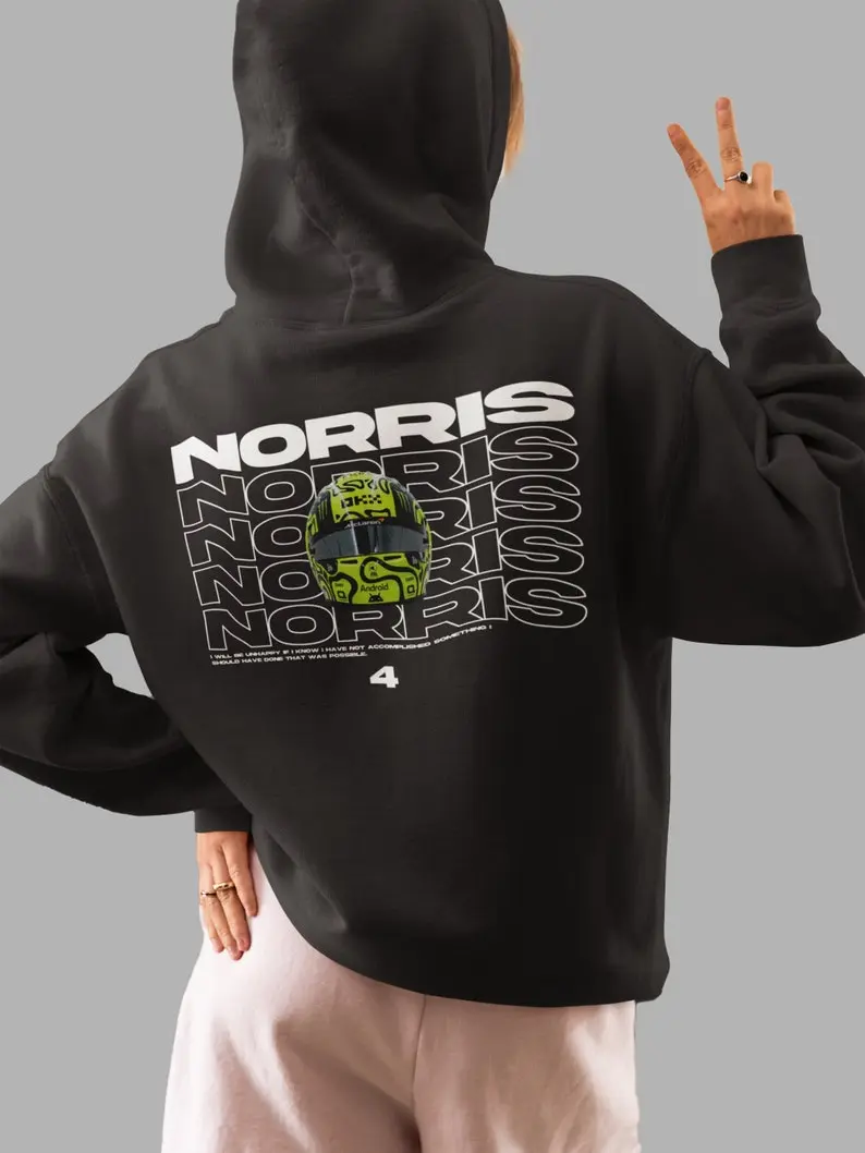 2-Slide Lando Norris LN4 F1 Fan Hoodie | Formula One Unisex Hooded Sweatshirt | McLaren F1 Racing Team