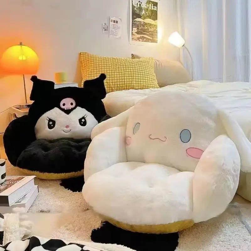 Aoger Big Size Cute Cinnamoroll Plush Half Surrounded Black Kuromi Cushion Backrest Dormitory Office Non- Slip Chair Cushion 0