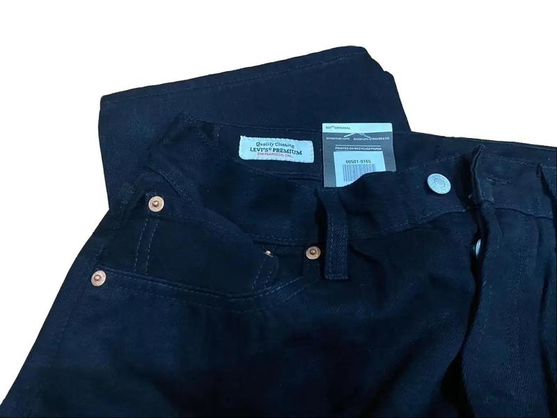 Men's Levis 501 Original Premium Black Jeans, Regular Fit Elegant Denim 3