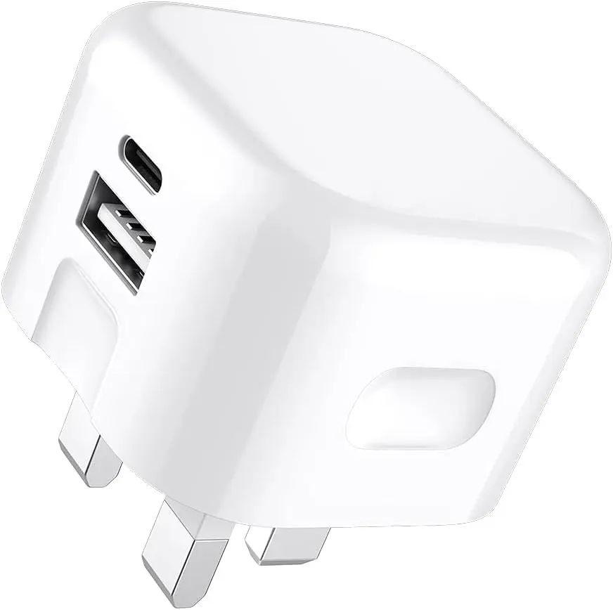 VEN-DENS Dual Port QC 3.0 + PD 20w Fast Charger Wall Plug - Type C Fast Charger 20W USB C Travel Fast Charging (White) Smartphone Cellphone
