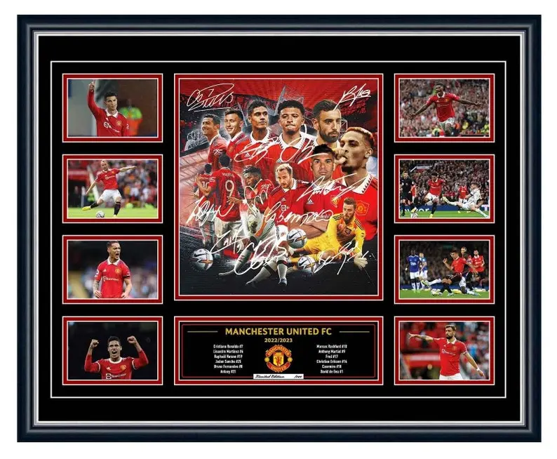 Manchester United FC 2022/23 Cristiano Ronaldo Marcus Rashford Casemiro Antony Signed Limited Edition Memorabilia
