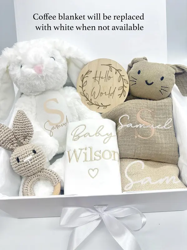 Personalised Neutral Newborn Baby Gift Box, Baby Gift Set, New Baby Gift, Baby Shower Gift, Newborn Hamper, Baby Blanket, Newborn Baby Gift 0