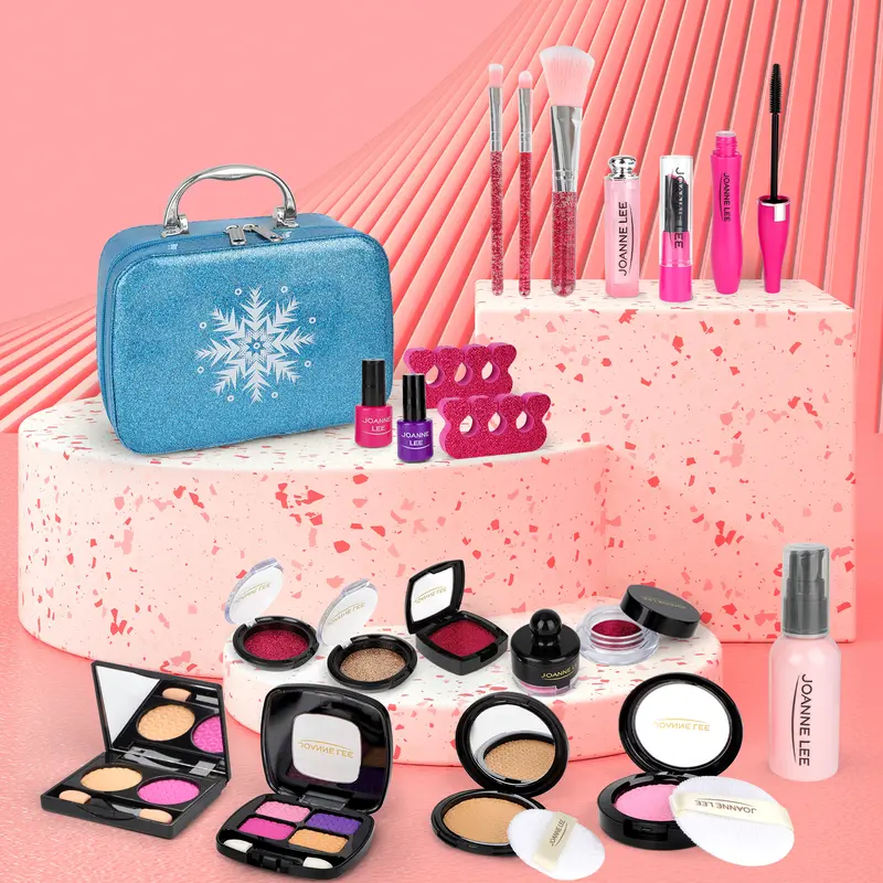 deAO Kids Makeup Toy Set – Realistic Pretend Play Cosmetics for Girls | Nail Polish, Eyeshadow & Lipstick Kit | Princess Birthday Gift Ages 3-10 (TikTok Viral!) 1