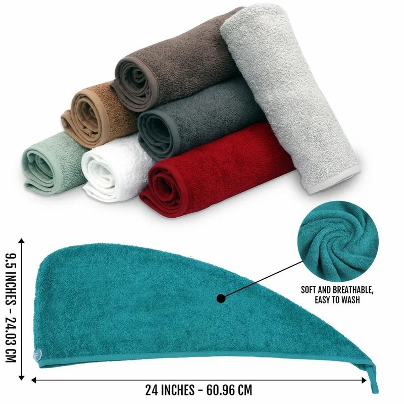 Hair Drying Turban Towel 100% Cotton Twist Wrap Quick Dry Head Bath Cap Hat Band Gift Pack 3