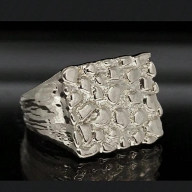 Nugget Ring A men's ring Nugget ring fashion square gold plated with bold, sophisticated design creates stylish style for men 4