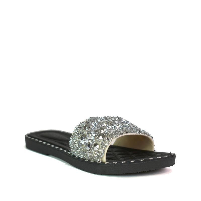 Ladies Fashion Padded Rubber Glitter Mule Summer Comfort Slip On Casual Walking Shoes Footwear Women  Sandal Girl Flat Leather Tactical 3
