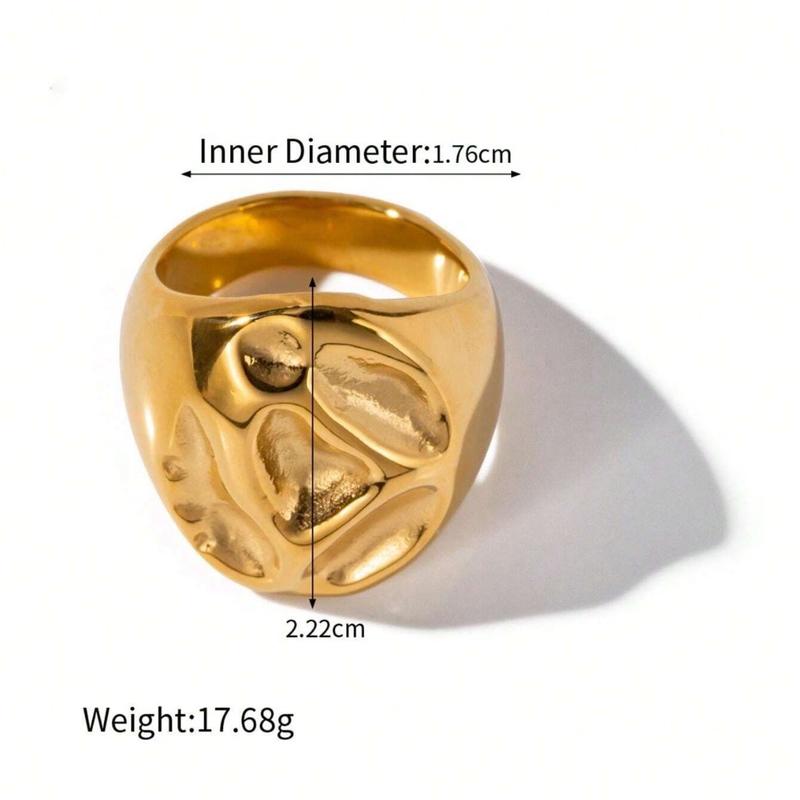 Uworld 1pc Casual Stainless Steel Ring With Bold Heart-Shaped Design, Water Resistant, Party & Everyday Decorative Jewelry Ring 2