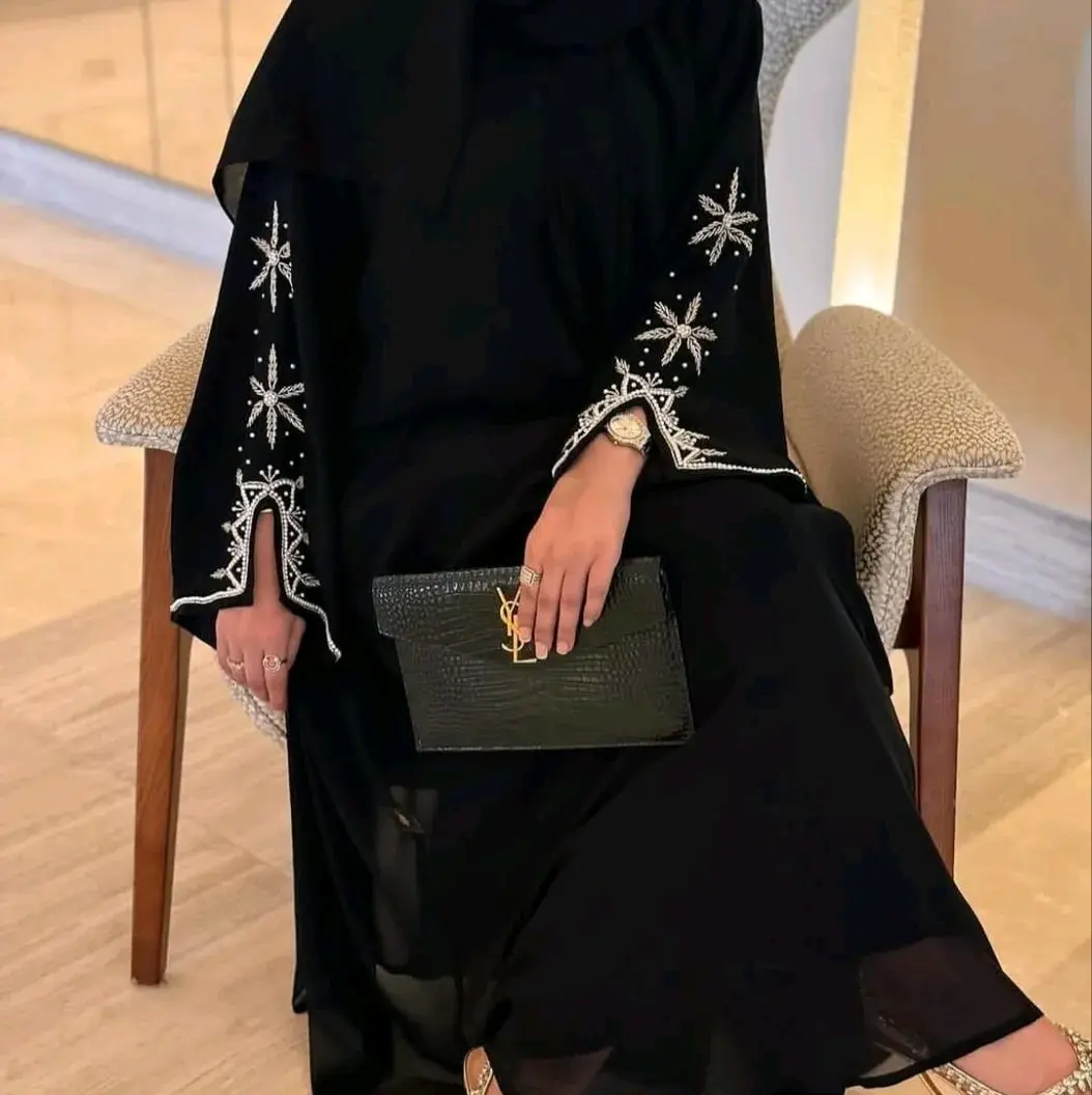 The Najma Abaya ( Star Shape Hand Stitched Beads)