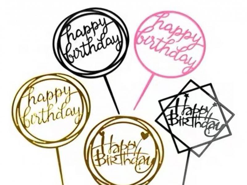 Birthday Cake Decorations, Multiple Circles Happy Birthday Letter Cake Topper 0