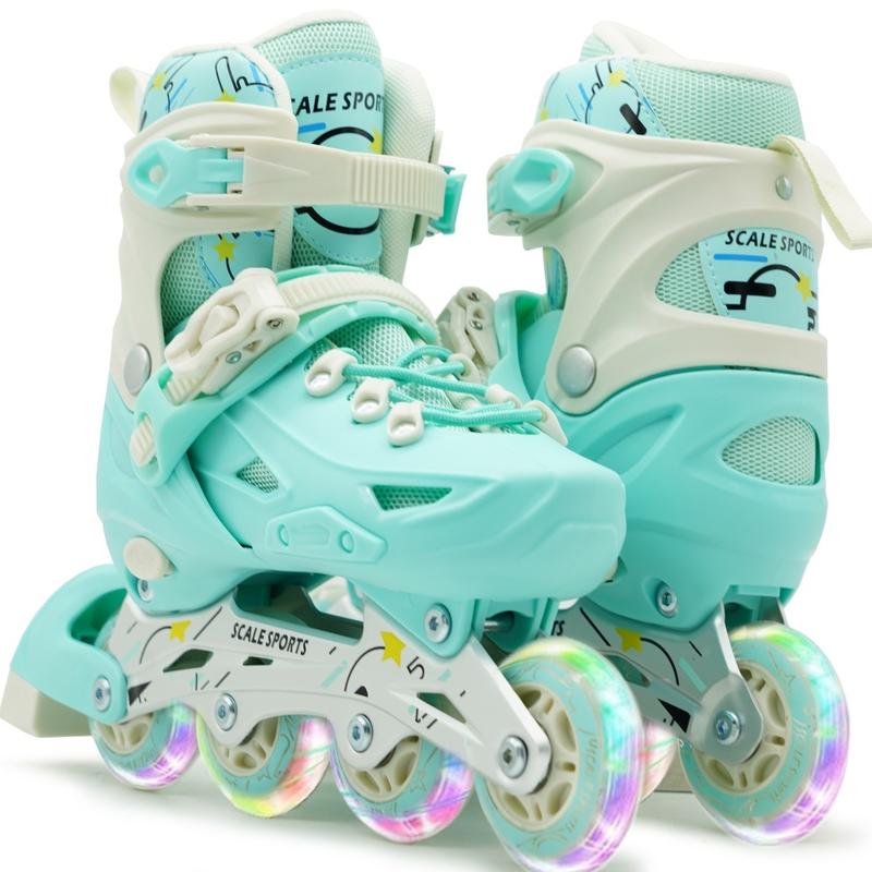 Scale Sports - Adjustuble Roller Skates with light up wheels for children and adults - Kids Inline Roller boots with storage bag for toddler, Roller blades for girls, boys, professional and beginner. 5