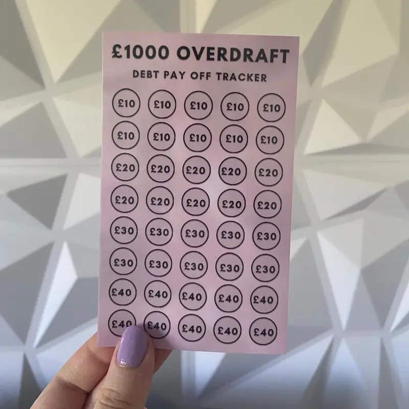 £1k debt tracker OVERDRAFT - Money Savings Challenge 0