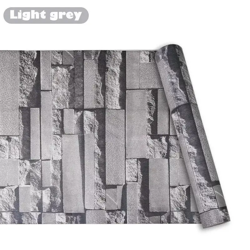 3D Effect Grey Brick Wallpaper Wall Shimmer Tones Effect Faux Metallic Feature 7